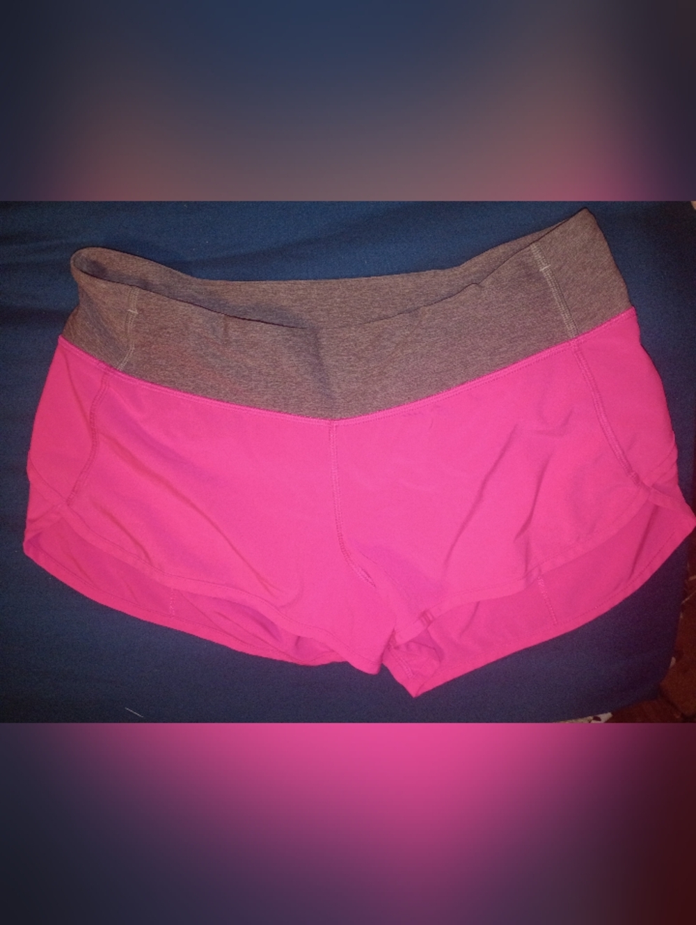 Women's Lululemon Light Pink and Gray Shorts with Gray Waistband